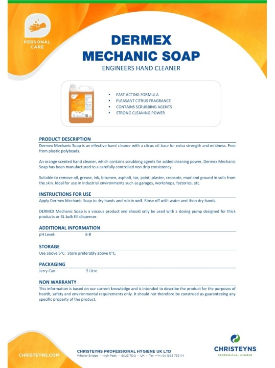 Clover Chemicals DERMEX Mechanic Soap - Engineers Hand Cleaner (415)