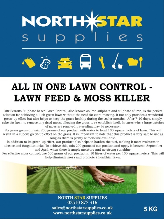 All in One Lawn Control - Lawn Feed & Moss Killer 5 Kg - North Star Supplies