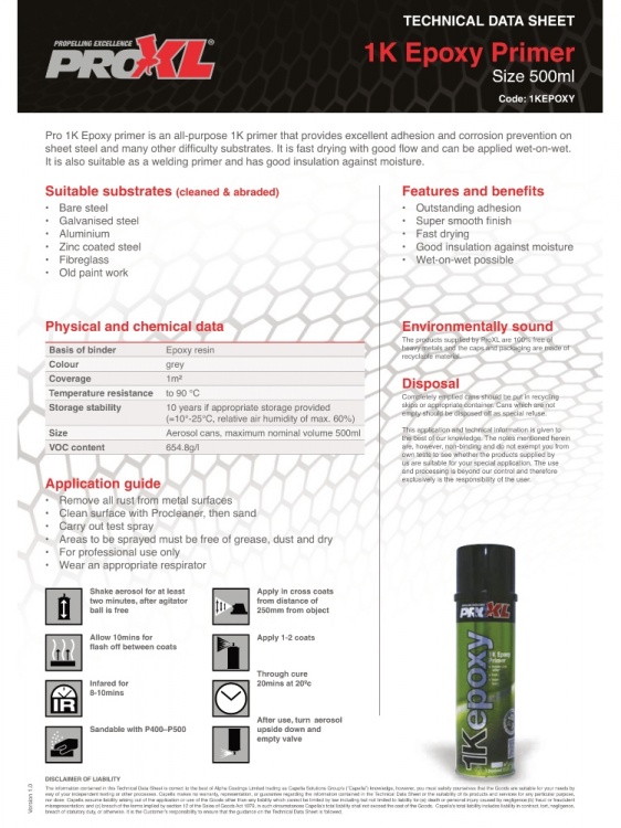 PROXL - 1K Epoxy Primer Aerosol 500ml